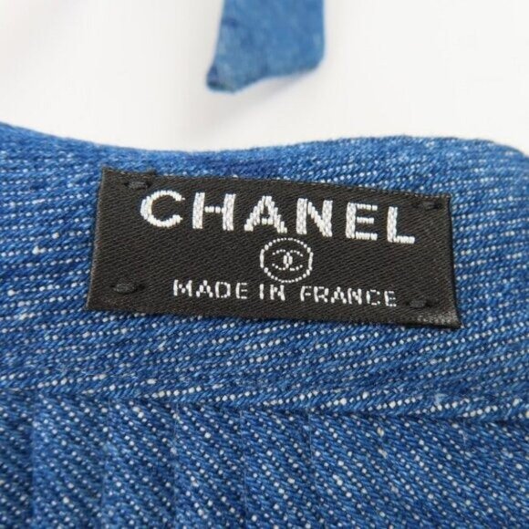 Chanel CC Denim Hat Sun Visor Ribbon Tie Wide Brim Bucket Cap Vintage main image 5